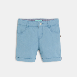 Bermuda droit coton fantaisie bleu clair bébé garçon