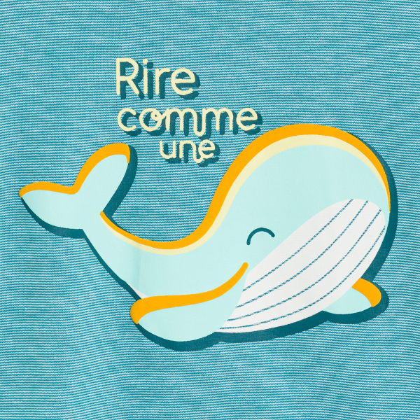 تيشيرت بطبعة حوت باللون الأزرق للأولاد الصغار