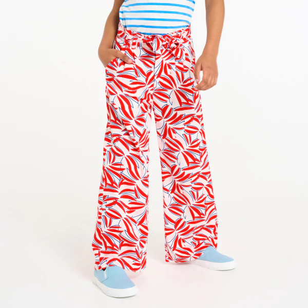 Pantalon large imprimé rouge fille