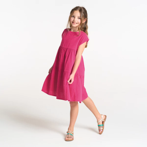 Robe baby doll unie rose Fille