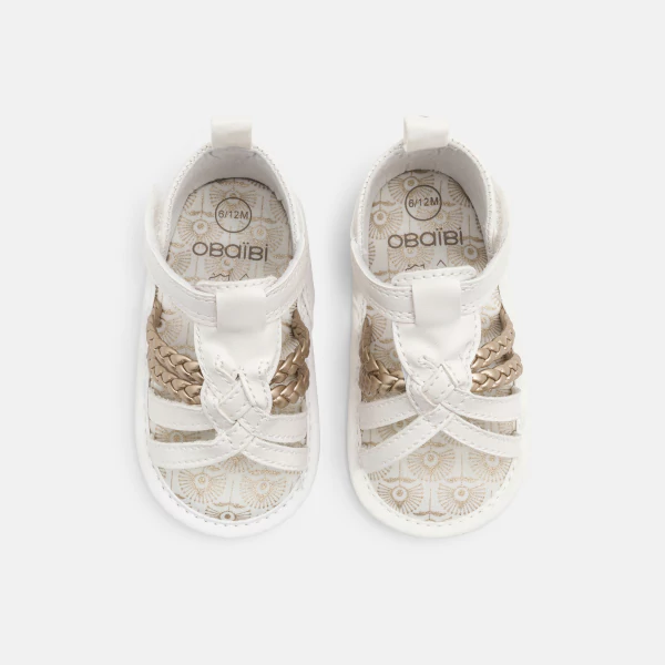 Sandales à scratch blanc bébé fille