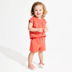 Short coton fantaisie léger orange bébé fille