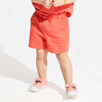 Short coton fantaisie léger orange bébé fille