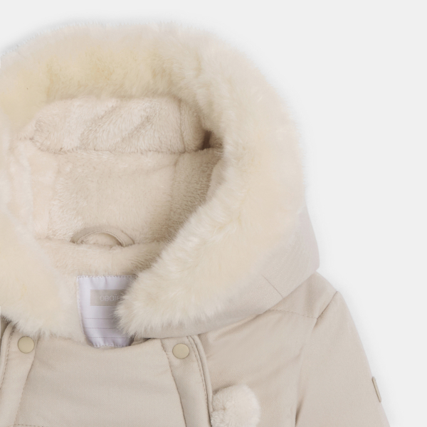 معطف أفرول مبطن ودافئ، بلون البيج للرضع من كلا الجنسين معطف أفرول مبطن ودافئ، بلون البيج للرضع من كلا الجنسين