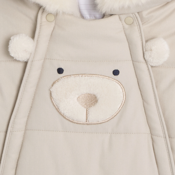 معطف أفرول مبطن ودافئ، بلون البيج للرضع من كلا الجنسين معطف أفرول مبطن ودافئ، بلون البيج للرضع من كلا الجنسين