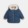 Manteau réversible matelassé doublé sherpa bleu bébé garçon Manteau réversible matelassé doublé sherpa bleu bébé garçon