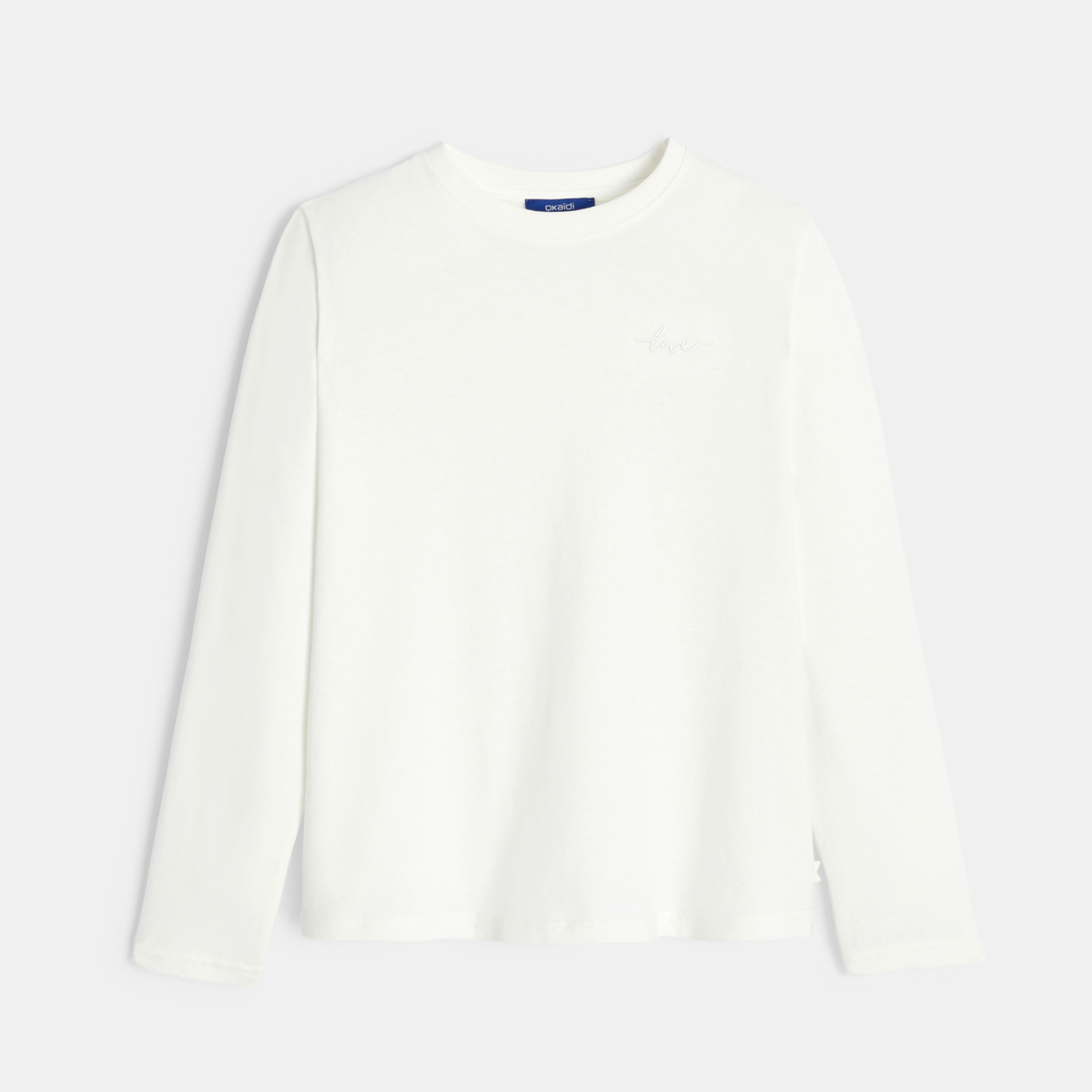 تيشيرت مع تطريز لكلمة LOVE باللون الأبيض للفتيات تيشيرت مع تطريز لكلمة LOVE باللون الأبيض للفتيات