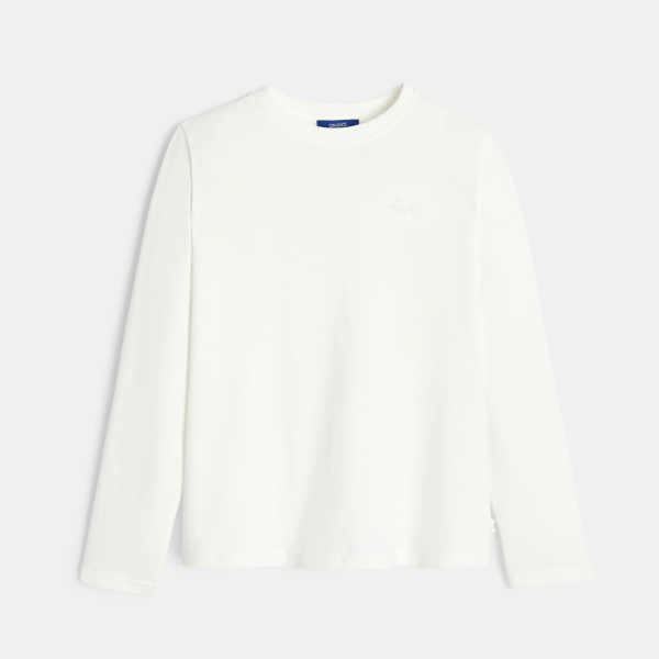 تيشيرت مع تطريز لكلمة LOVE باللون الأبيض للفتيات تيشيرت مع تطريز لكلمة LOVE باللون الأبيض للفتيات