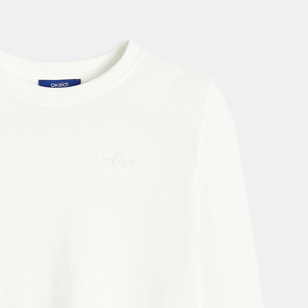 تيشيرت مع تطريز لكلمة LOVE باللون الأبيض للفتيات تيشيرت مع تطريز لكلمة LOVE باللون الأبيض للفتيات