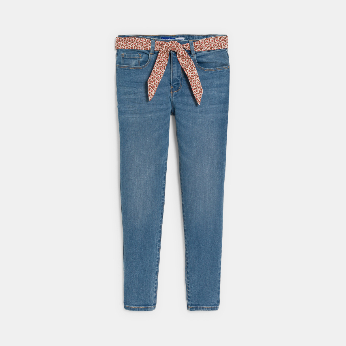 Jean skinny ceinturé bleu Fille Jean skinny ceinturé bleu Fille