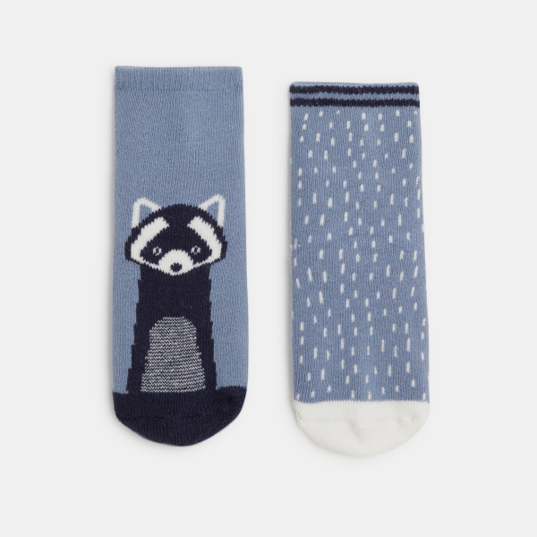 Chaussettes antiglisse animal bleu bébé garçon (lot de 2) Chaussettes antiglisse animal bleu bébé garçon (lot de 2)