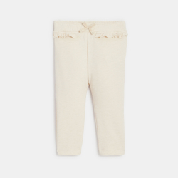 Legging en molleton à volants blanc bébé fille