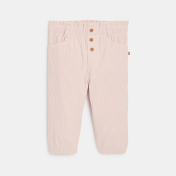 Pantalon velours côtelé taille élastique rose bébé fille
