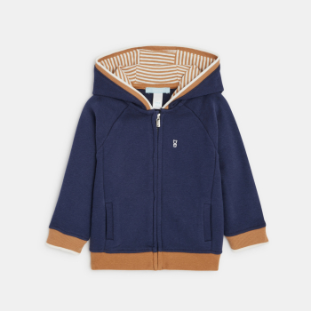 سويت شيرت من الميلتون باللون الأزرق، مع غطاء للرأس وسحّاب، للفتيان الصغار