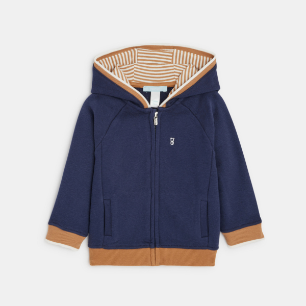 سويت شيرت من الميلتون باللون الأزرق، مع غطاء للرأس وسحّاب، للفتيان الصغار سويت شيرت من الميلتون باللون الأزرق، مع غطاء للرأس وسحّاب، للفتيان الصغار