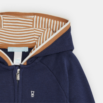 سويت شيرت من الميلتون باللون الأزرق، مع غطاء للرأس وسحّاب، للفتيان الصغار