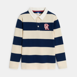 T-shirt rugby à rayures bleu marine Garçon