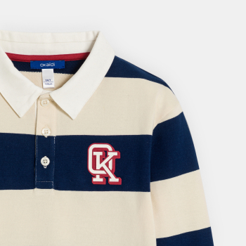 T-shirt rugby à rayures bleu marine Garçon