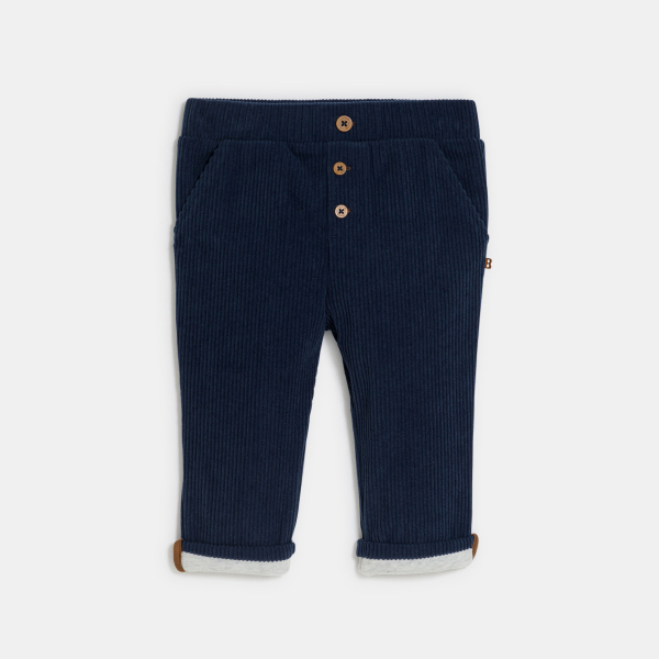 Pantalon velours côtelé souple bleu marine bébé garçon Pantalon velours côtelé souple bleu marine bébé garçon