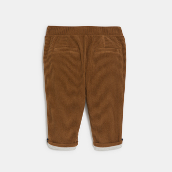 Pantalon velours côtelé souple marron bébé garçon
