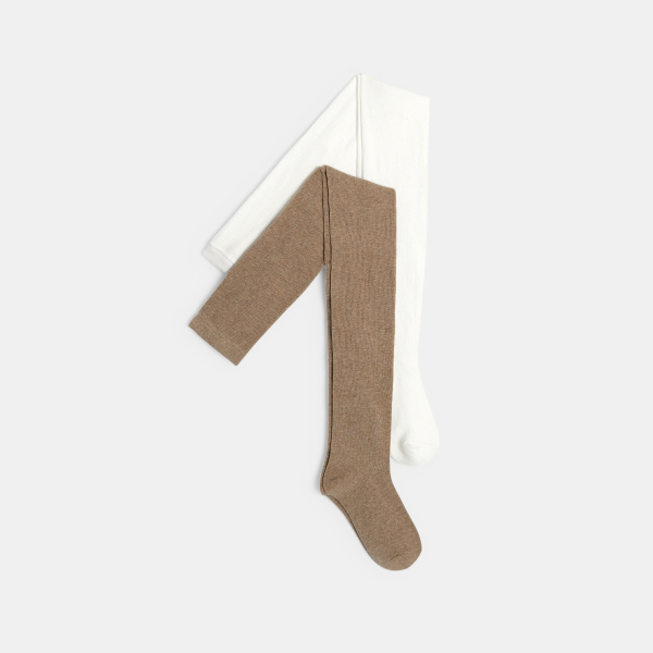 جوارب عالية دافئة ومرقطة للفتيات (مجموعة من 2) بلون البيج جوارب عالية دافئة ومرقطة للفتيات (مجموعة من 2) بلون البيج