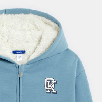 سويت شيرت من الفرو بقلنسوة زرقاء للأولاد