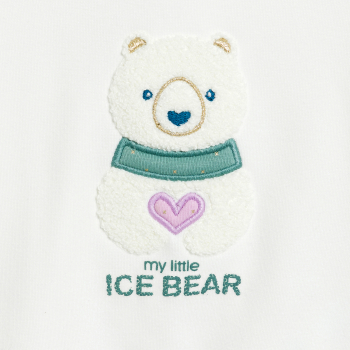 سويتشيرت بغطاء رأس مبطن بقماش الشيربا مطرز عليه صورة دب للفتيات الرضع