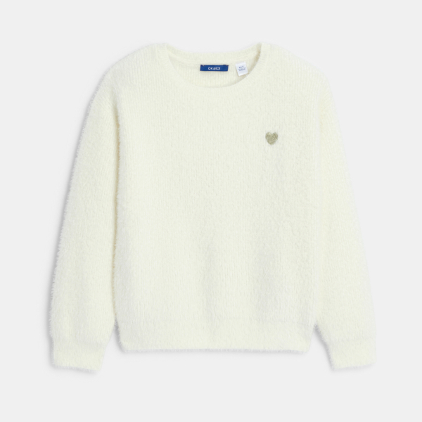 كنزة مضلّعة ناعمة باللون البيج الفاتح للفتيات كنزة مضلّعة ناعمة باللون البيج الفاتح للفتيات