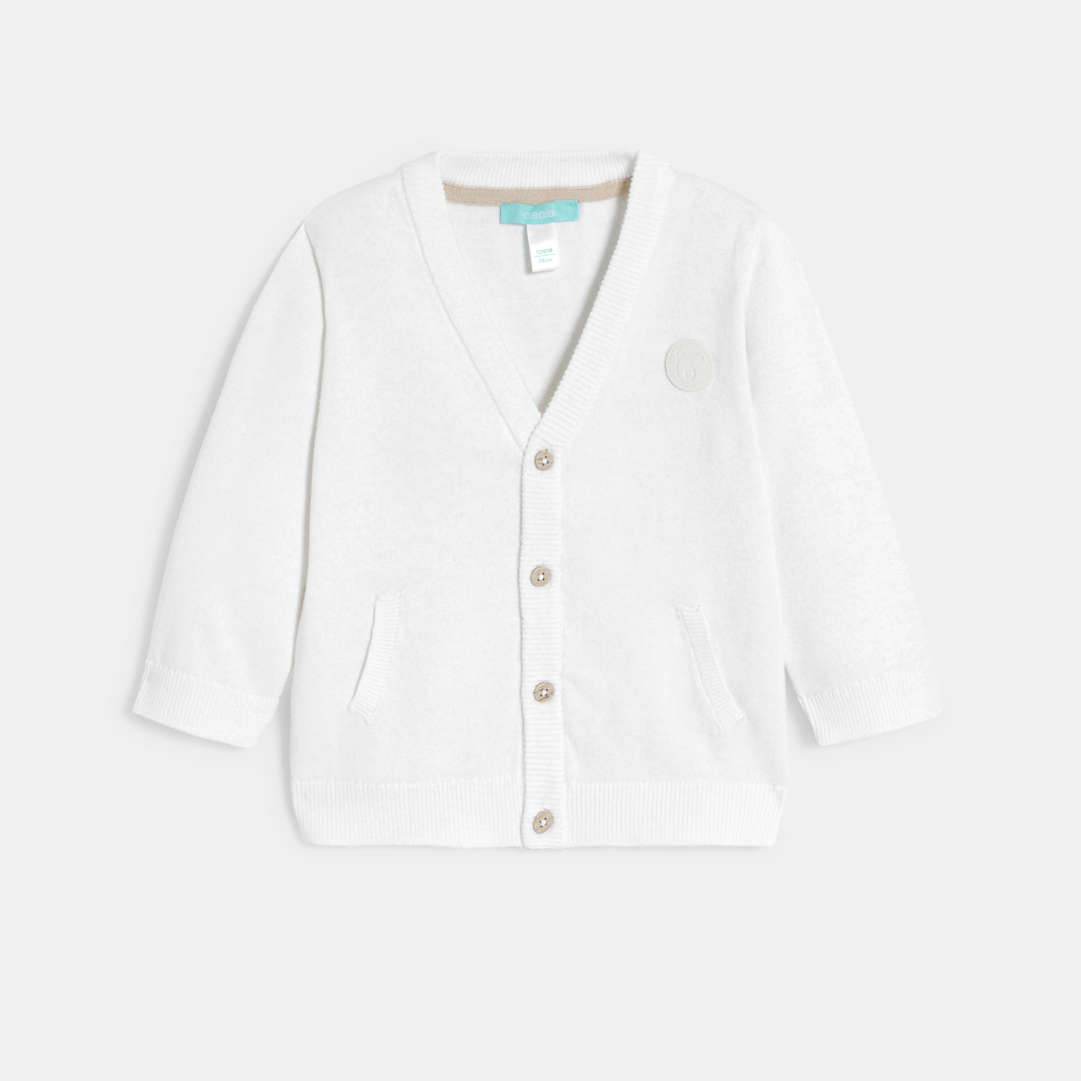 كارديغان تريكو محبوك باللون الأبيض للأولاد الصغار كارديغان تريكو محبوك باللون الأبيض للأولاد الصغار