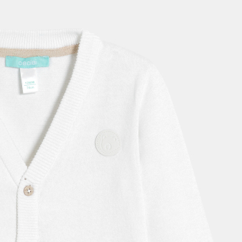 كارديغان تريكو محبوك باللون الأبيض للأولاد الصغار