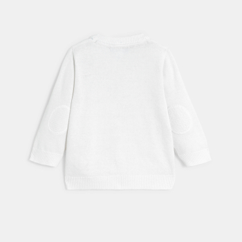 كارديغان تريكو محبوك باللون الأبيض للأولاد الصغار