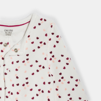 بدلة نوم مخملية مزينة بقلوب باللون الوردي للفتيات الصغيرات (مجموعة من 2)