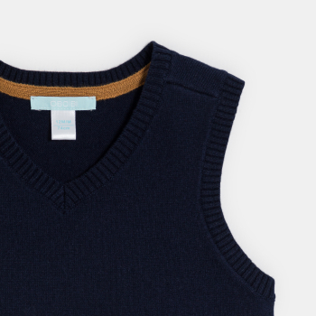 كنزة تريكو محبوكة بدون أكمام باللون الأزرق للأولاد الصغار