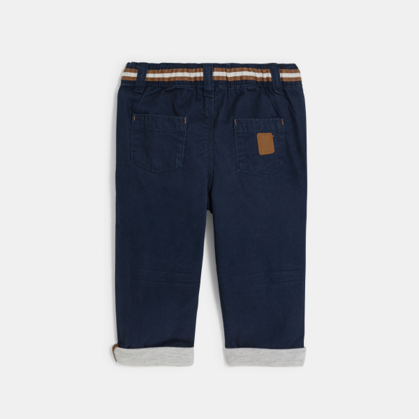 بنطال قطن بخصر مطاطي باللون الأزرق الداكن للأولاد الصغار بنطال قطن بخصر مطاطي باللون الأزرق الداكن للأولاد الصغار