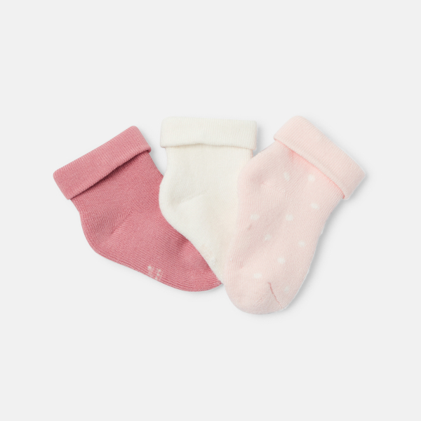 Chaussettes bouclette rose bébé naissance (lot de 3) Chaussettes bouclette rose bébé naissance (lot de 3)
