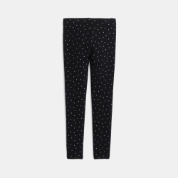 Legging chaud imprimé noir Fille