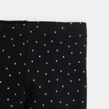 بنطال لغينغ دافئ بطبعة باللون الأسود للفتيات