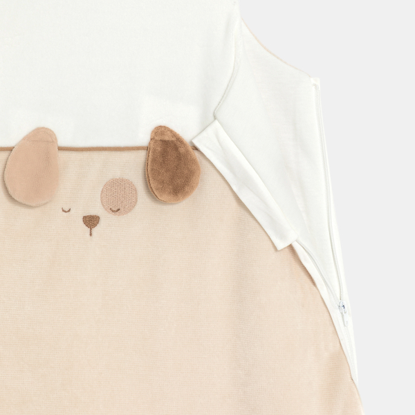 كيس نوم مخملي على شكل كلب باللون البيج للأطفال الرضع كيس نوم مخملي على شكل كلب باللون البيج للأطفال الرضع