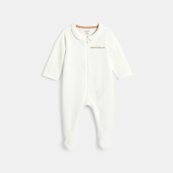 Dors-bien zippé étoiles brodées velours blanc bébé garçon