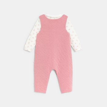 سالوبيت منسوج برسمة فأر وبودي مزين برسوم الأزهار، باللون الوردي للفتيات الرضع