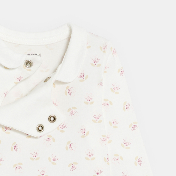 سالوبيت منسوج برسمة فأر وبودي مزين برسوم الأزهار، باللون الوردي للفتيات الرضع