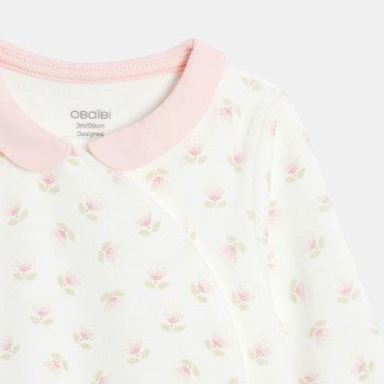 بذلة نوم مخملية برسوم أزهار، باللون الأبيض للفتيات الصغيرات