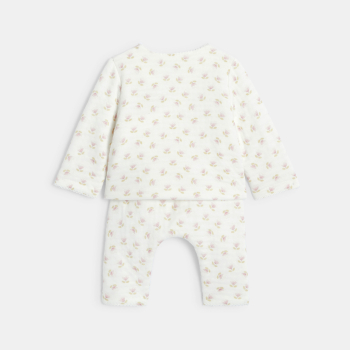 طقم مكون من 3 قطع مزين برسوم أزهار، باللون الوردي للفتيات حديثات الولادة.