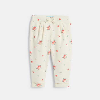 بنطال ميلتون أبيض بطبعة الأزهار للفتيات الصغيرات.