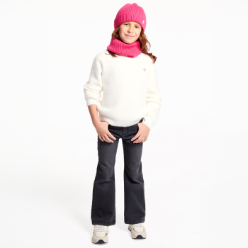 كنزة مضلّعة ناعمة باللون البيج الفاتح للفتيات