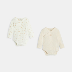 بودي يتكيف مع شكل أجساد الصغار، مزين برسوم النجوم، باللون الأبيض للأطفال الرضع من الجنسين (طقم من قطعتين)