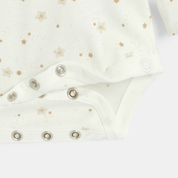 بودي يتكيف مع شكل أجساد الصغار، مزين برسوم النجوم، باللون الأبيض للأطفال الرضع من الجنسين (طقم من قطعتين)