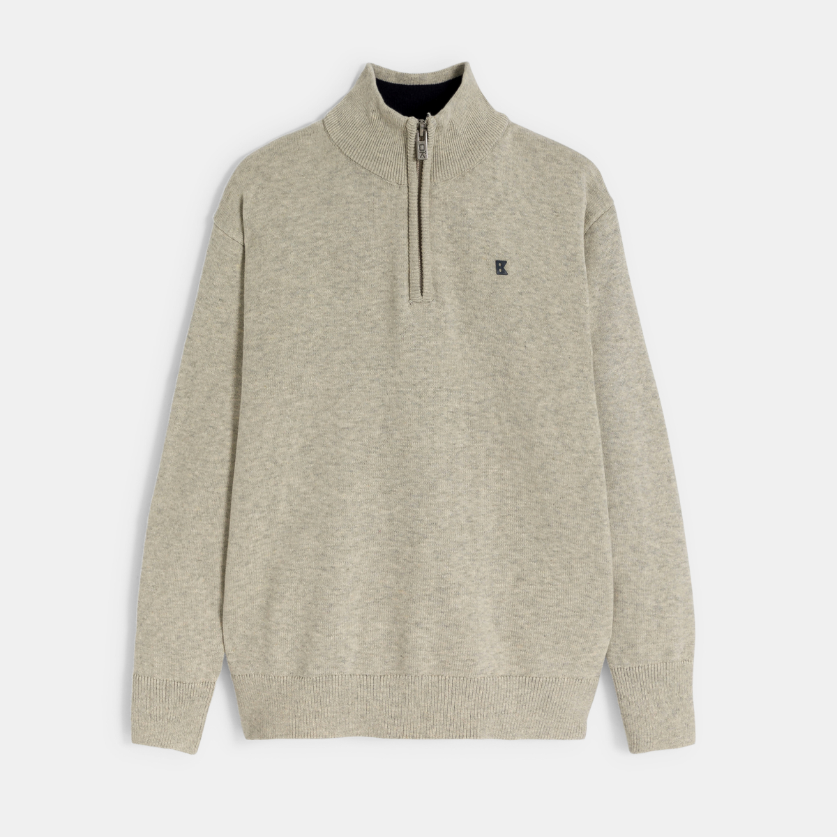 بلوفر بياقة عالية باللون البيج للأولاد بلوفر بياقة عالية باللون البيج للأولاد