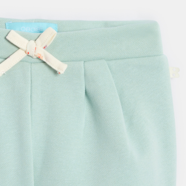 بنطلون من الصوف الناعم ورسوم أزهار، باللون الأخضر للفتيات الصغيرات بنطلون من الصوف الناعم ورسوم أزهار، باللون الأخضر للفتيات الصغيرات