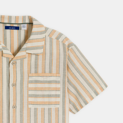 Chemise rayée en lin beige...